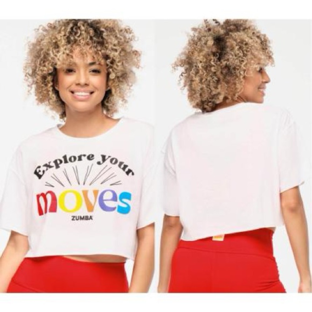 Zumba Fitness Explore Boxy Crop Top With Raw Edges Wear It Out White small